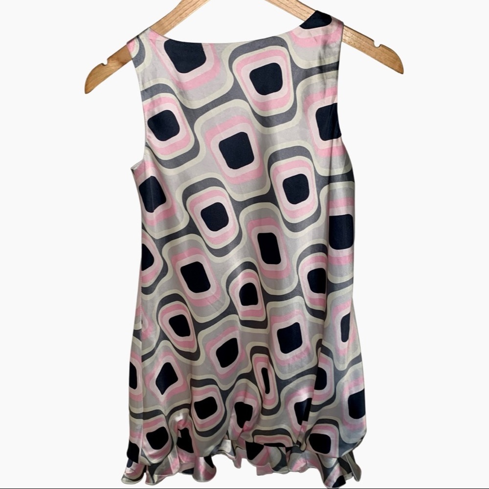 HANNAH BANANA Embellished Retro Print Dress Mod 70’s Bubble Hem Sleeveless 14 - Picture 8 of 14